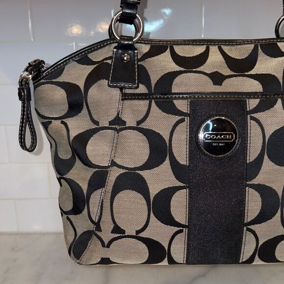 Coach Purse Handbag Y2K Pocketbook Jacquard Signature Logo Satchel Shoulder Bag - Picture 2 of 16